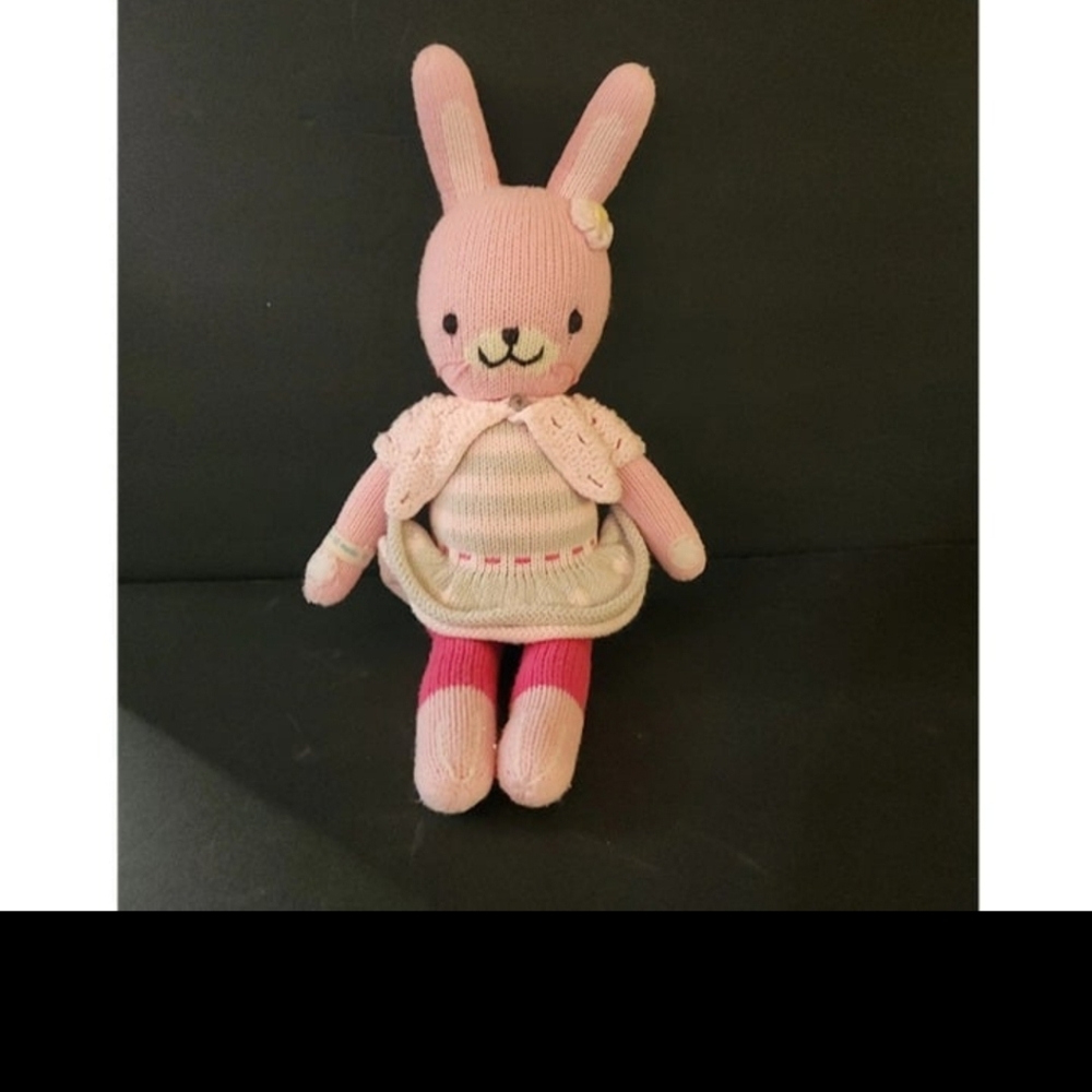 Cuddle + Kind Knit Pink Rabbit Plush